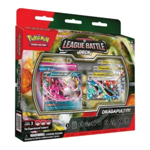 Dragapult ex League Battle Deck de Pokémon TCG. Mazo competitivo con Dragapult ex, Fezandipiti ex y Unfair Stamp.