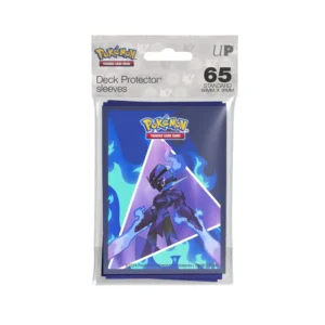 Empaque de Sleeves Pokémon Ceruledge con 65 fundas tamaño estándar, diseño llamativo en tonos azul y púrpura