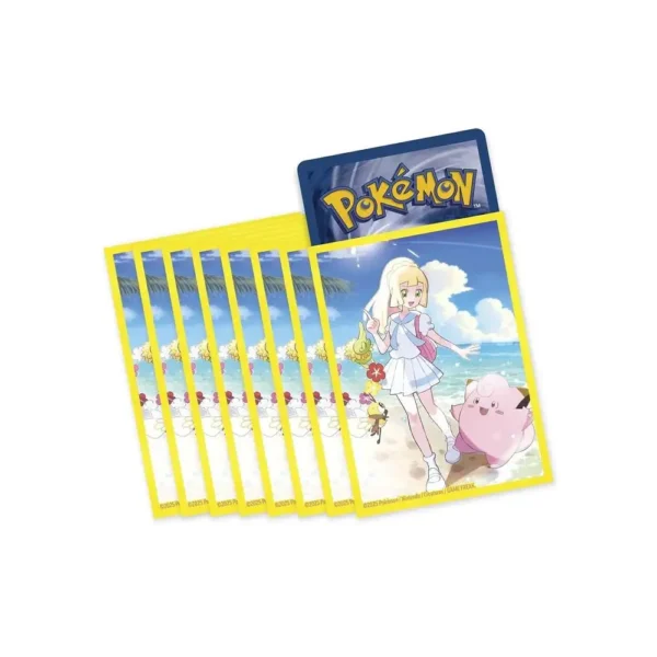 Fundas Pokémon TCG de Lillie con diseño tropical, 65 sleeves oficiales de la Tournament Collection