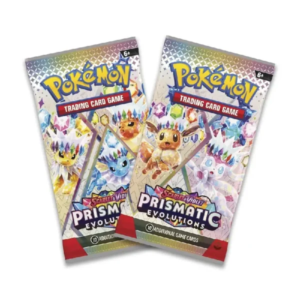 Sobres de Pokémon TCG Evoluciones Prismáticas incluidos en las Mini Tins coleccionables
