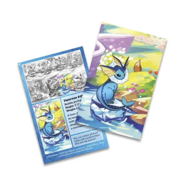 Art card de Vaporeon incluida en la Mini Tin de Pokémon TCG Evoluciones Prismáticas