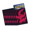 Protectores de cartas Pokémon con ilustración de Darkrai en rojo sobre fondo negro, con carta parcialmente insertada