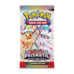 Imagen del sobre del set Pokémon TCG Evoluciones Prismáticas en español, con Eevee y Sylveon en el diseño, incluye 10 cartas aleatorias