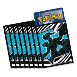Protectores de cartas Pokémon con diseño negro y azul de Zekrom, parte de la colección Black Bolt