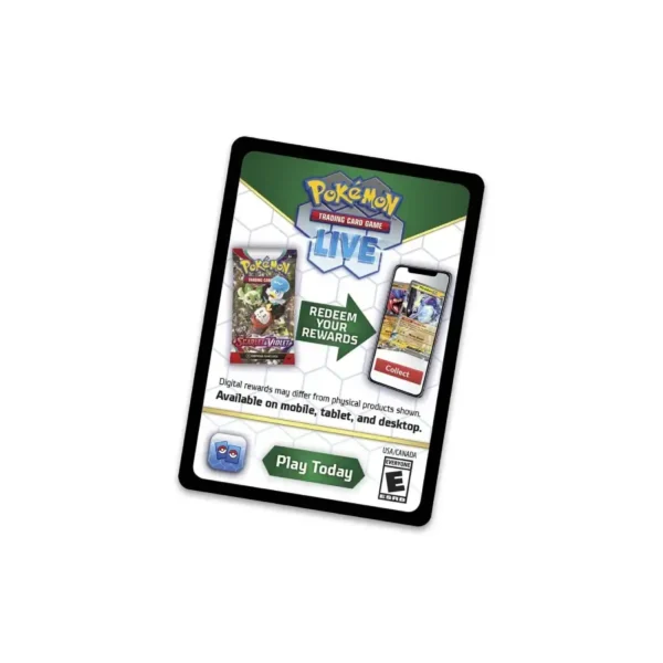 Tarjeta con código para canjear recompensas en Pokémon TCG Live desde móvil, tablet o PC