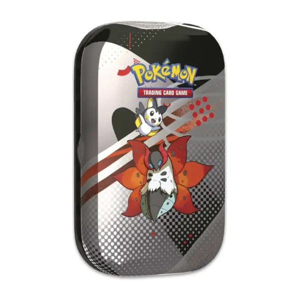 Lata metálica con ilustración de Volcarona y Emolga de la colección Unova Mini Tin