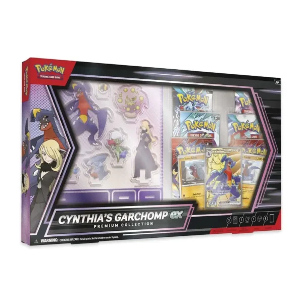 Empaque completo del producto Cynthia’s Garchomp ex Premium Collection.