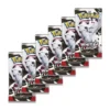 Seis sobres de la expansión Pokémon TCG Scarlet & Violet—White Flare, cada uno con 10 cartas y 1 Energía Básica.