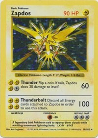 Zapdos - 016/102 (BASE SET (SHADOWLESS)) (1st Edition Holofoil) Zapdos - 016/102 (BASE SET (SHADOWLESS)) (Unlimited Holofoil)