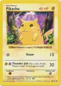Pikachu - 058/102 (BASE SET (SHADOWLESS)) (1st Edition)
