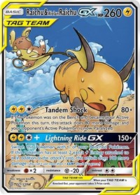 Raichu & Alolan Raichu GX (Alternate Full Art) - 221/236 (SM - UNIFIED MINDS) (Holofoil)