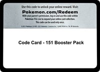 Code Card - 151 Booster Pack -  (MEW) (Normal)