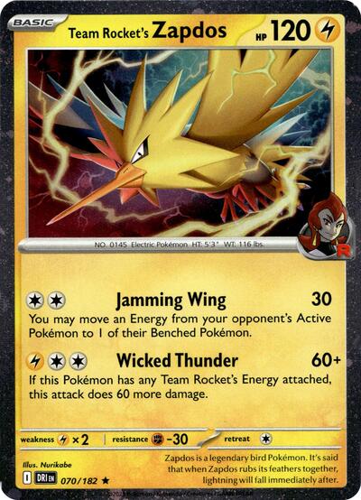 Team Rocket's Zapdos | 070/182 (Cosmos Holo) | Holofoil | Miscellaneous Cards & Products