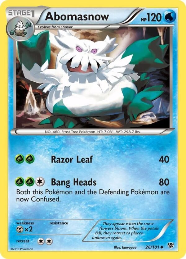 Abomasnow 26/101 Reverse Holofoil Plasma Blast Abomasnow 26/101 Reverse Holofoil Plasma Blast