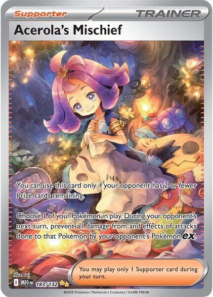 Acerola’s Mischief 183/132 Holofoil ME01: Mega Evolution Acerola’s Mischief 183/132 Holofoil ME01: Mega Evolution