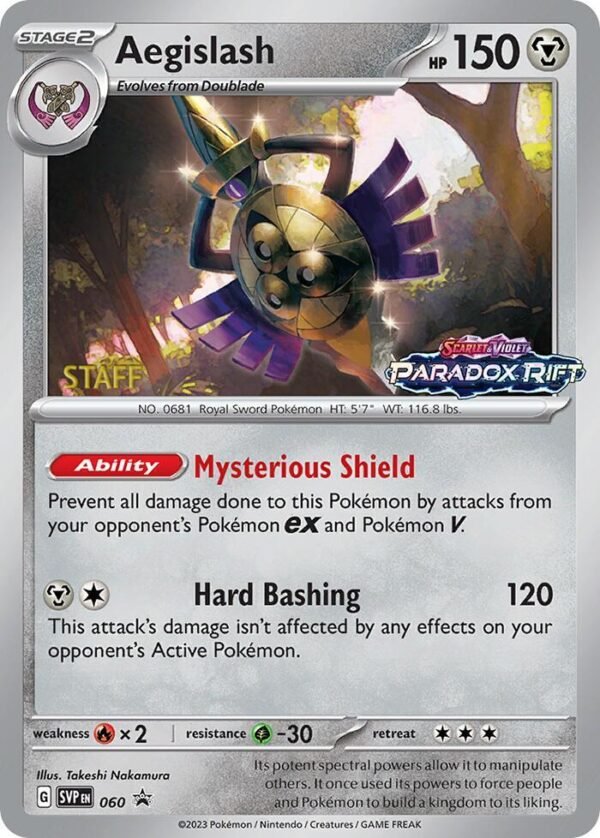 Aegislash 060 (Prerelease) [Staff] Holofoil SV: Scarlet & Violet Promo Cards
