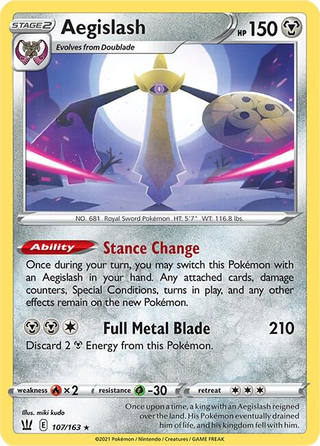Aegislash (107) 107/163 Reverse Holofoil SWSH05: Battle Styles Aegislash (107) 107/163 Reverse Holofoil SWSH05: Battle Styles