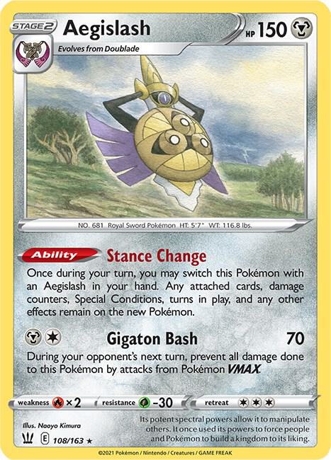Aegislash (108) 108/163 Reverse Holofoil SWSH05: Battle Styles Aegislash (108) 108/163 Reverse Holofoil SWSH05: Battle Styles