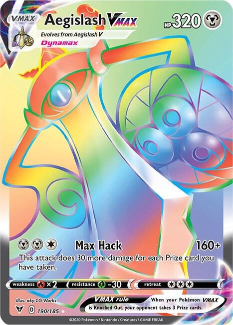 Aegislash VMAX (Secret) 190/185 Holofoil SWSH04: Vivid Voltage