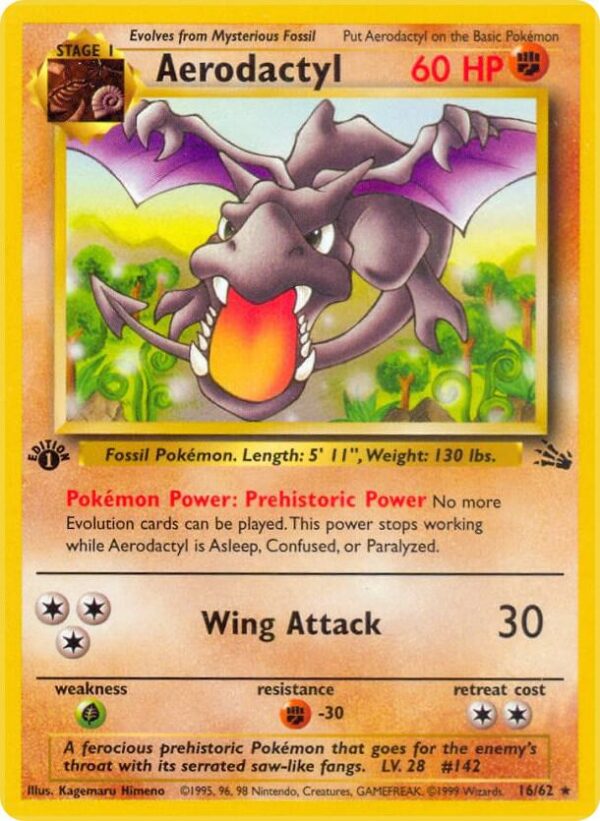 Aerodactyl (16) 16/62 1st Edition Fossil Aerodactyl (16) 16/62 1st Edition Fossil
