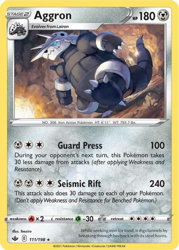 Aggron 111/198 Reverse Holofoil SWSH06: Chilling Reign