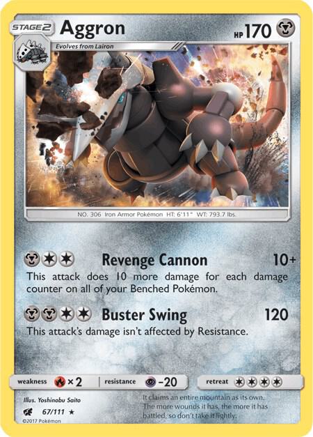 Aggron 67/111 Reverse Holofoil SM – Crimson Invasion