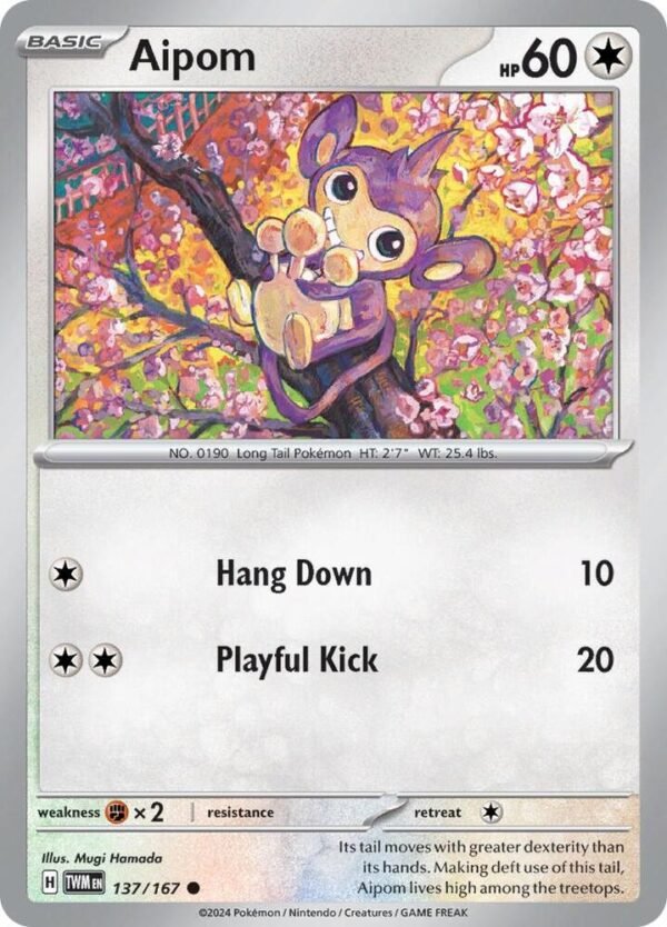 Aipom 137/167 Reverse Holofoil SV06: Twilight Masquerade Aipom 137/167 Reverse Holofoil SV06: Twilight Masquerade