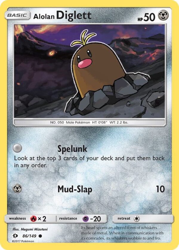 Alolan Diglett 86/149 Reverse Holofoil SM Base Set Alolan Diglett 86/149 Reverse Holofoil SM Base Set