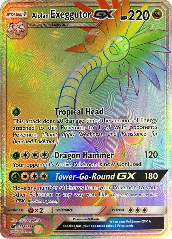 Alolan Exeggutor GX (Secret) 118/111 Holofoil SM – Crimson Invasion Alolan Exeggutor GX (Secret) 118/111 Holofoil SM – Crimson Invasion