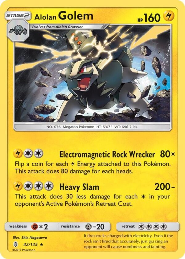 Alolan Golem 42/145 Holofoil SM – Guardians Rising