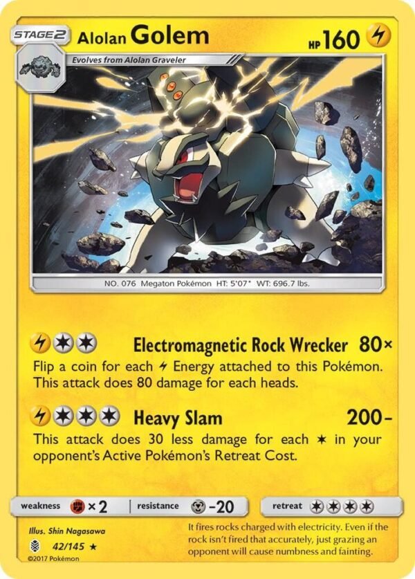 Alolan Golem 42/145 Reverse Holofoil SM – Guardians Rising