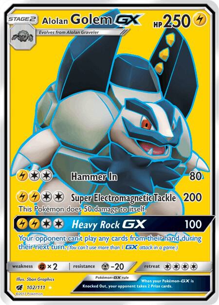 Alolan Golem GX (Full Art) 102/111 Holofoil SM – Crimson Invasion Alolan Golem GX (Full Art) 102/111 Holofoil SM – Crimson Invasion