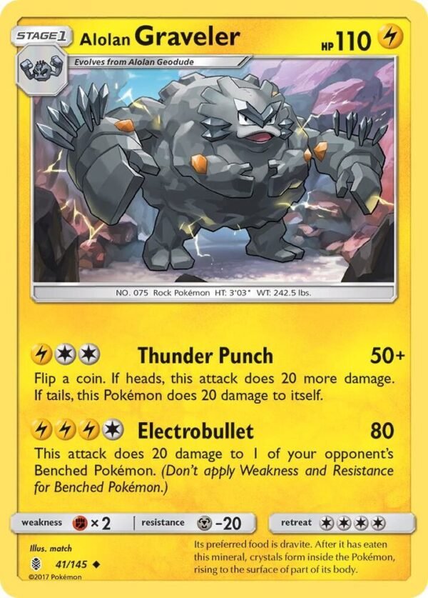 Alolan Graveler 41/145 Normal SM – Guardians Rising Alolan Graveler 41/145 Normal SM – Guardians Rising