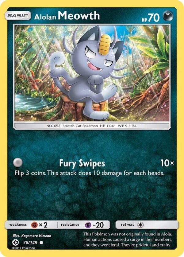 Alolan Meowth 78/149 Reverse Holofoil SM Base Set
