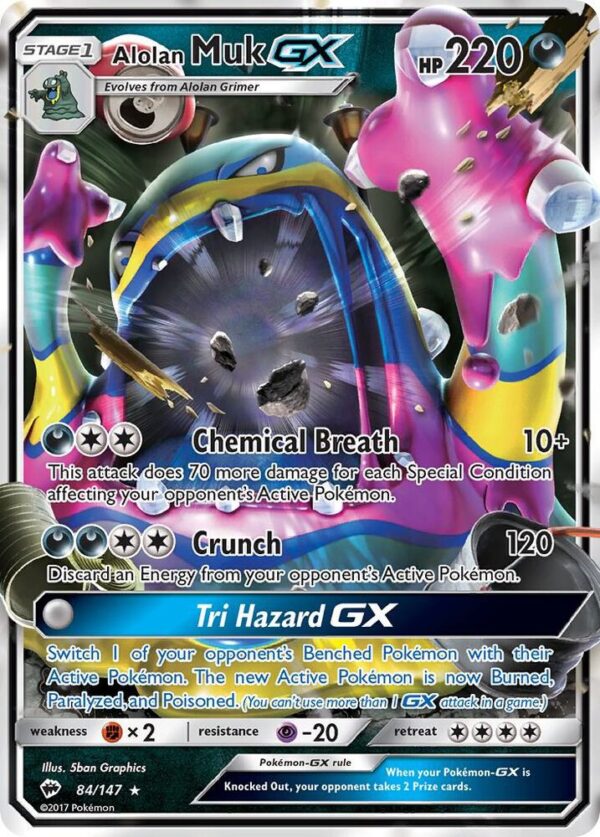 Alolan Muk GX 84/147 Holofoil SM – Burning Shadows Alolan Muk GX 84/147 Holofoil SM – Burning Shadows