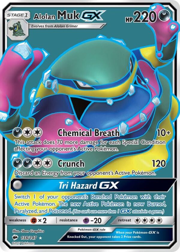Alolan Muk GX (Full Art) 138/147 Holofoil SM – Burning Shadows Alolan Muk GX (Full Art) 138/147 Holofoil SM – Burning Shadows
