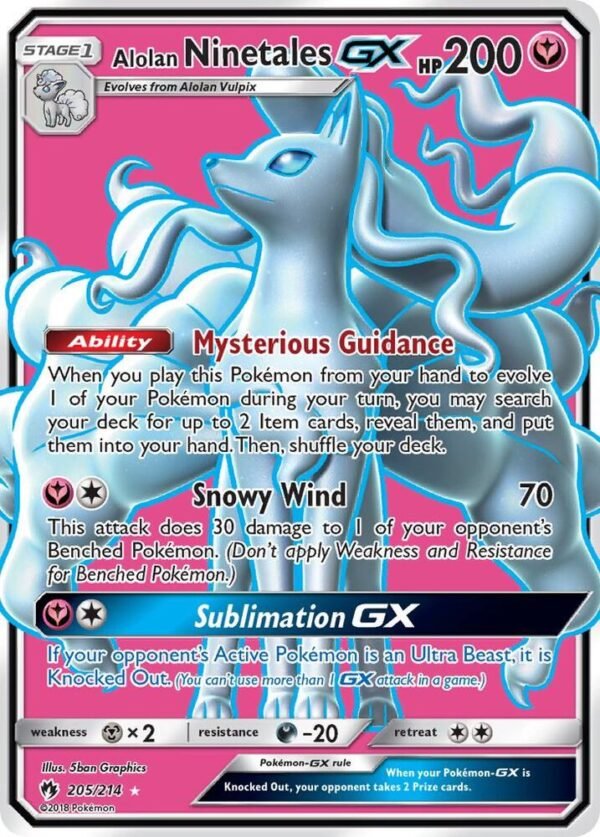 Alolan Ninetales GX (Full Art) 205/214 Holofoil SM – Lost Thunder