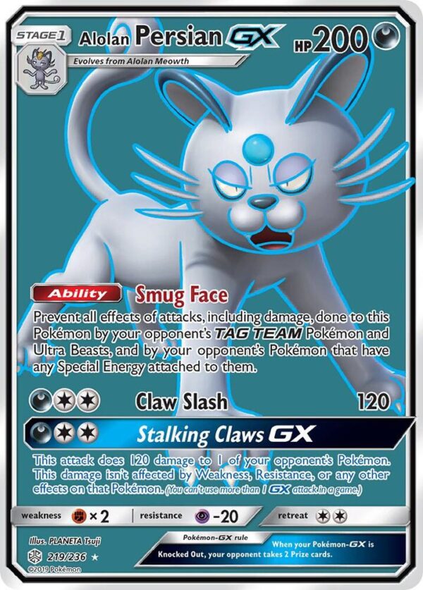 Alolan Persian GX (Full Art) 219/236 Holofoil SM – Cosmic Eclipse