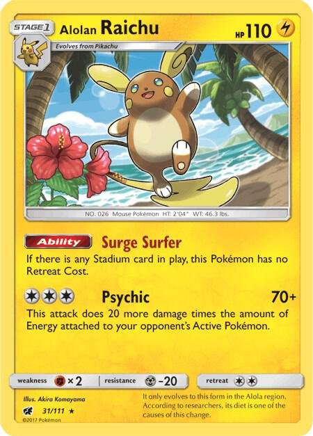 Alolan Raichu 31/111 Holofoil SM – Crimson Invasion