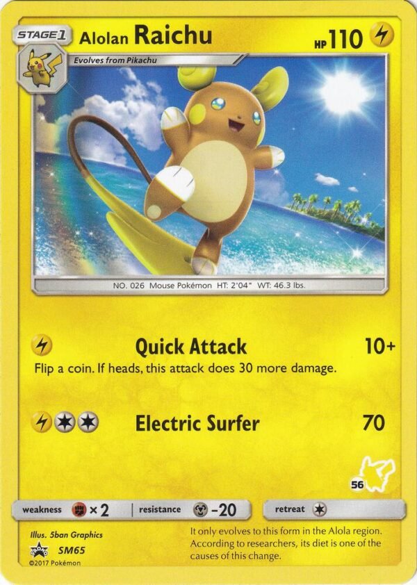 Alolan Raichu SM65 (#56 Pikachu Stamped) Normal Battle Academy