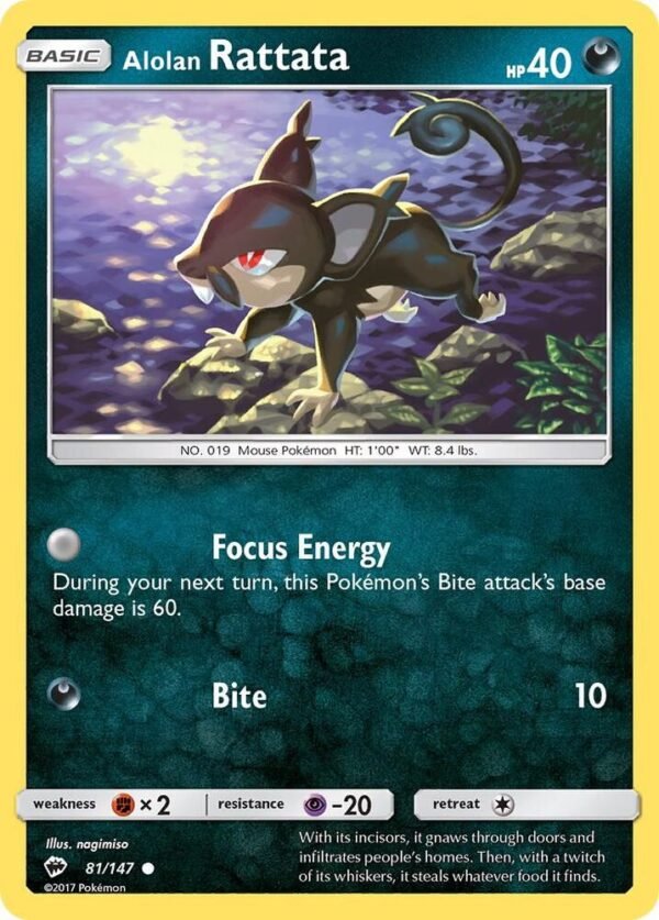 Alolan Rattata 81/147 Normal SM – Burning Shadows Alolan Rattata 81/147 Normal SM – Burning Shadows
