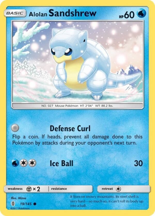 Alolan Sandshrew 19/145 Normal SM – Guardians Rising Alolan Sandshrew 19/145 Normal SM – Guardians Rising