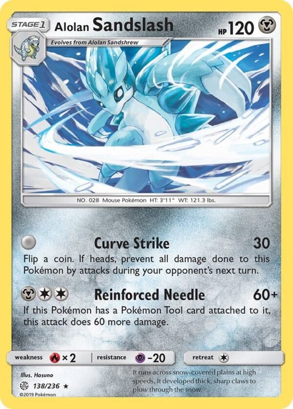 Alolan Sandslash 138/236 Reverse Holofoil SM – Cosmic Eclipse Alolan Sandslash 138/236 Reverse Holofoil SM – Cosmic Eclipse