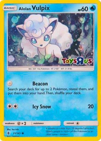 Alolan Vulpix 21/145 (Toys R Us Promo) 021/145 Holofoil Miscellaneous Cards & Products Alolan Vulpix 21/145 (Toys R Us Promo) 021/145 Holofoil Miscellaneous Cards & Products