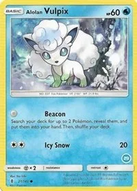 Alolan Vulpix (29) | 21/145 | Normal | SM Trainer Kit: Alolan Sandslash & Alolan Ninetales