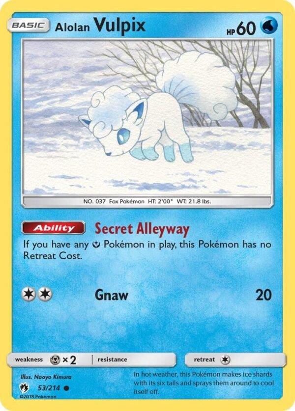 Alolan Vulpix 53/214 Reverse Holofoil SM – Lost Thunder