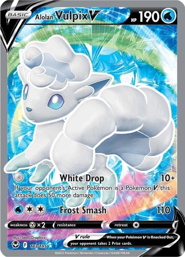 Alolan Vulpix V (Full Art) 173/195 Holofoil SWSH12: Silver Tempest Alolan Vulpix V (Full Art) 173/195 Holofoil SWSH12: Silver Tempest