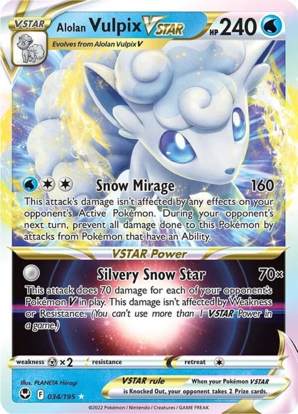 Alolan Vulpix VSTAR 034/195 Holofoil SWSH12: Silver Tempest Alolan Vulpix VSTAR 034/195 Holofoil SWSH12: Silver Tempest
