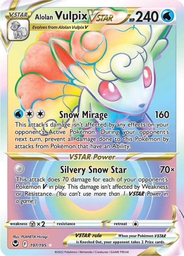Alolan Vulpix VSTAR (Secret) 197/195 Holofoil SWSH12: Silver Tempest
