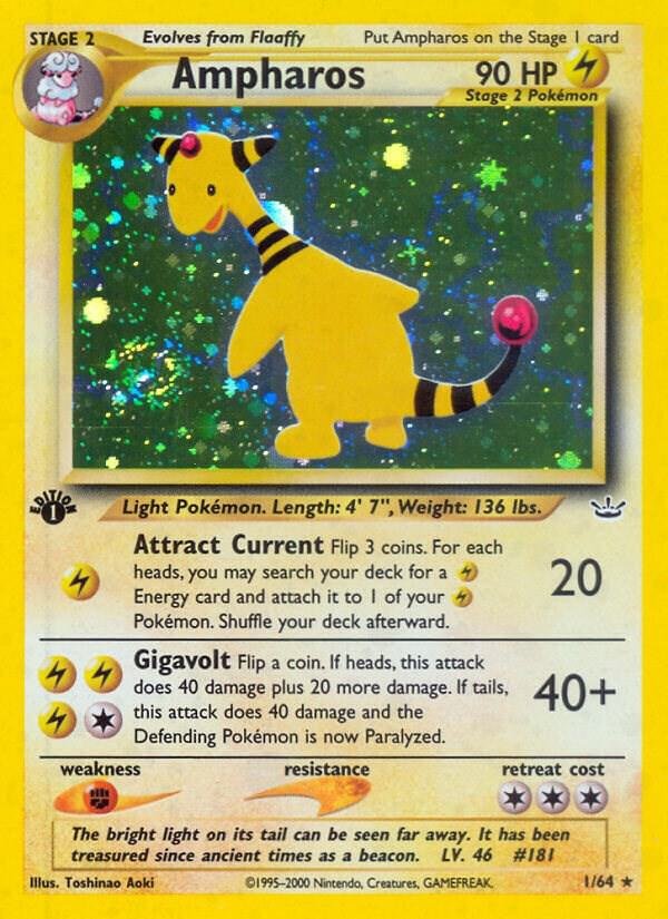 Ampharos 01/64 1st Edition Holofoil Neo Revelation